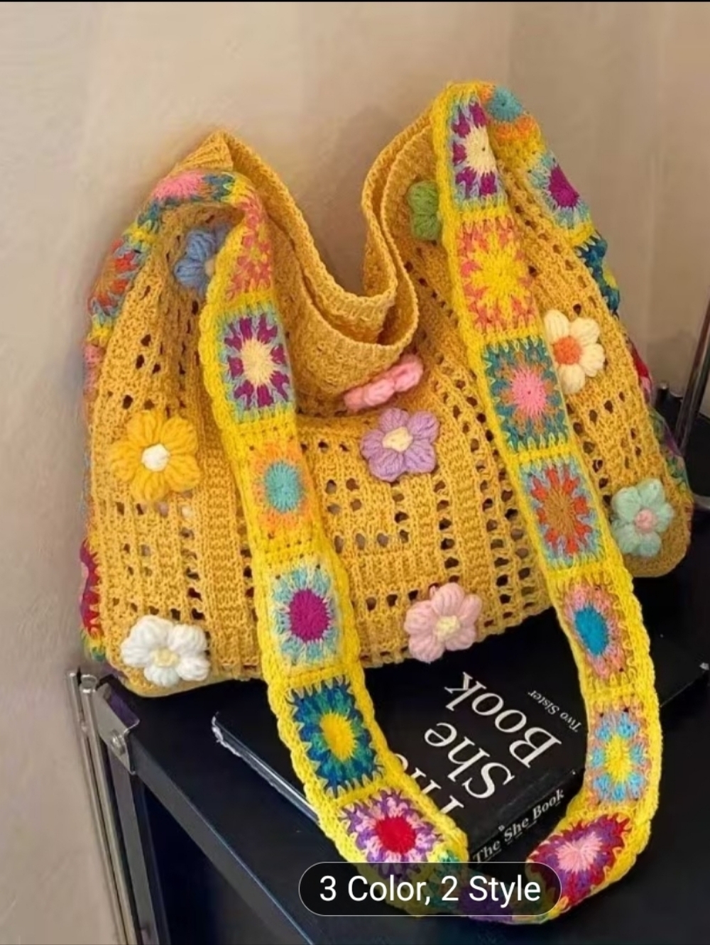 Bohemian Crochet Flower Shoulder Bag